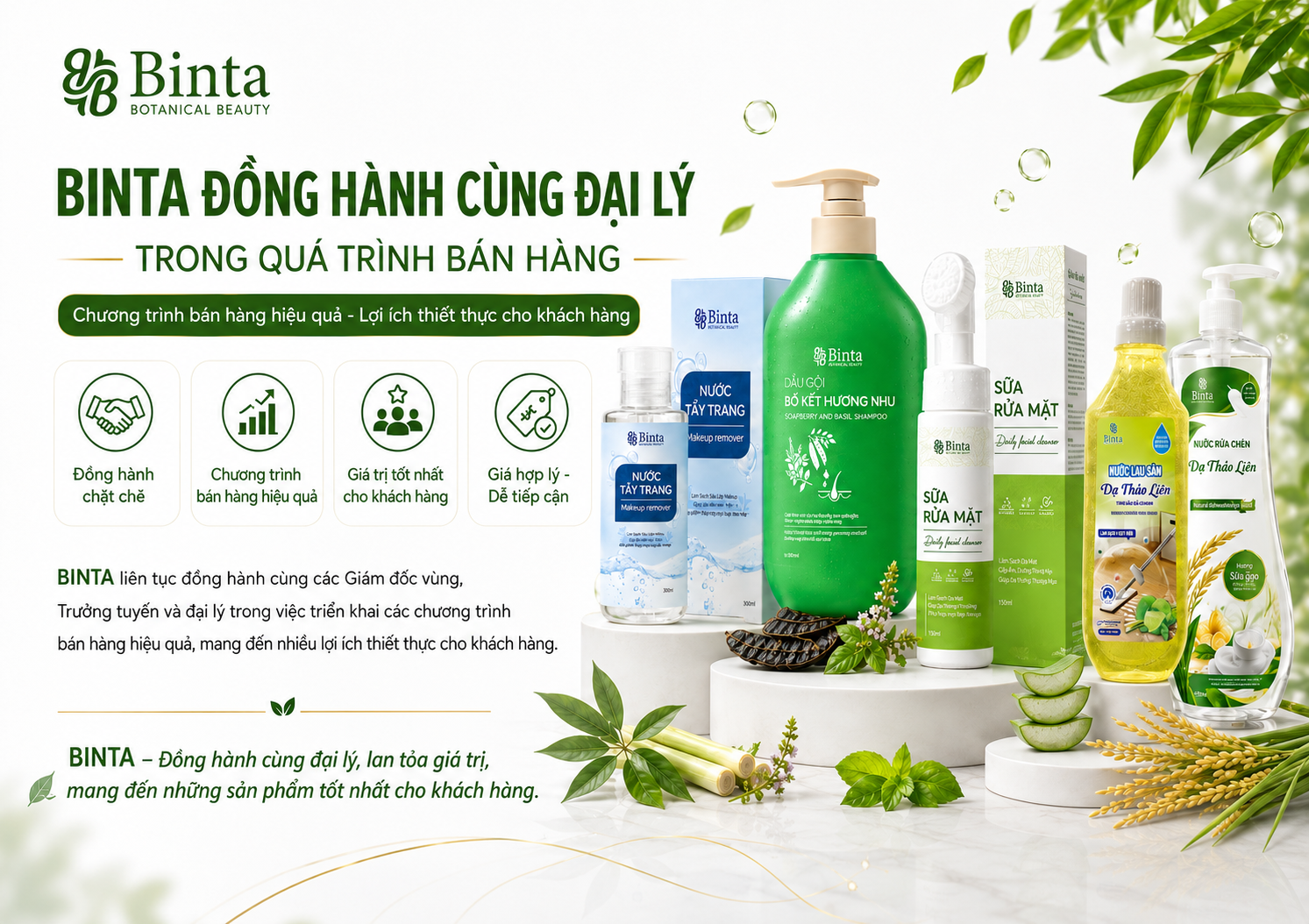 BINTA đồng hành cùng đại lý trong quá trình bán hàng, mang giá trị tốt nhất đến khách hàng