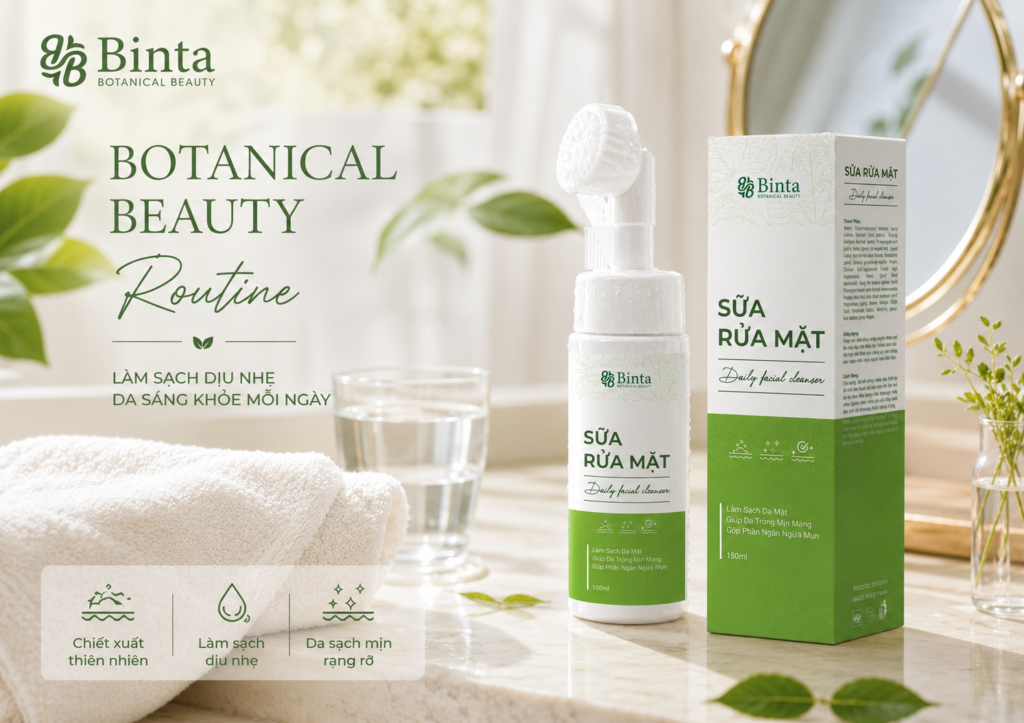 Sữa Rửa Mặt Binta Botanical Beauty – Làm Sạch Dịu Nhẹ, Cho Da Sạch Thoáng Mỗi Ngày