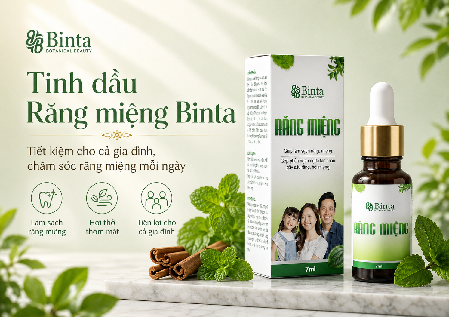 Tinh dầu Răng miệng Binta 20ml – Tiết kiệm cho cả gia đình, chăm sóc răng miệng mỗi ngày