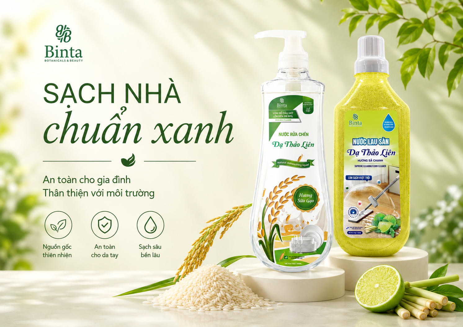 BINTA RA MẮT BỘ ĐÔI CHĂM SÓC NHÀ CỬA DẠ THẢO LIÊN – SẠCH BẾP, THƠM NHÀ, DỊU NHẸ MỖI NGÀY