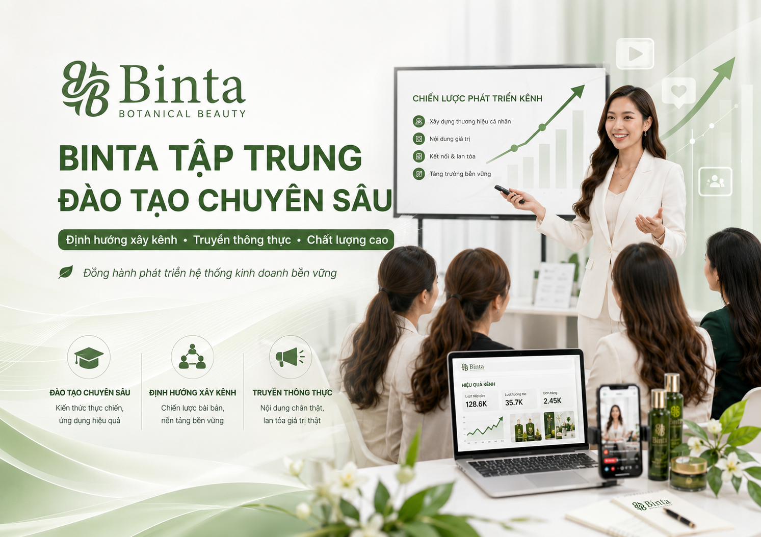 BINTA tập trung đào tạo chuyên sâu: Định hướng xây kênh, truyền thông thực và phát triển hệ thống chất lượng cao