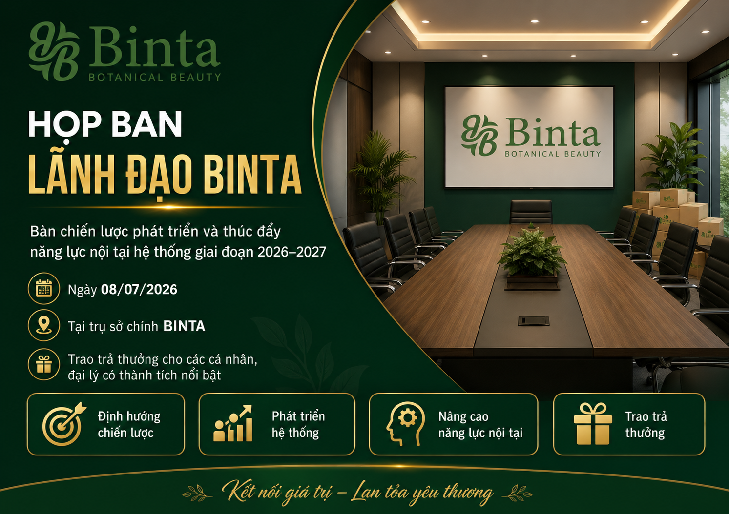 BINTA họp Ban lãnh đạo, bàn chiến lược phát triển và thúc đẩy năng lực nội tại hệ thống giai đoạn 2026 – 2027